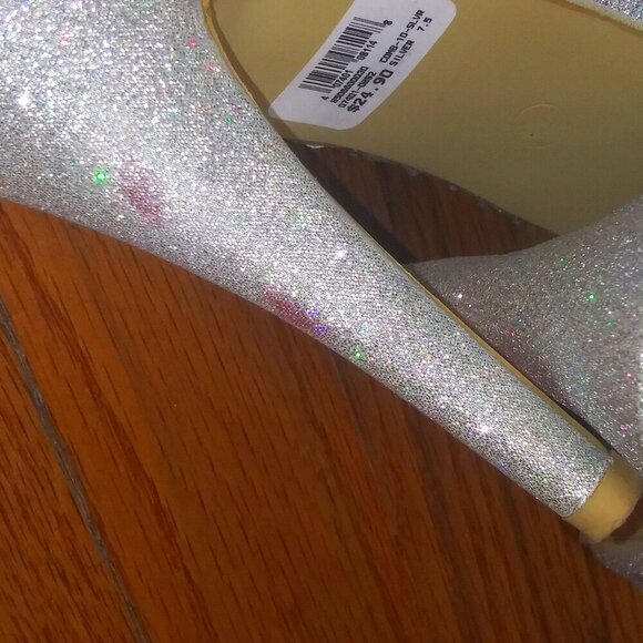 TOP Moda Silver stilettos Peep toe shimmery embellished fancy party Cinderella - Picture 11 of 11